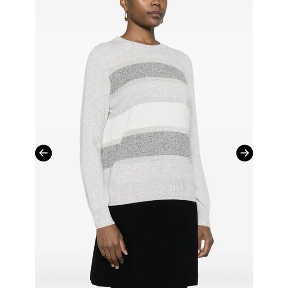 D.Exterior Women's Cashmere Blend Heather Gray Striped Lurex Sweater Size Small - Picture 1 of 6